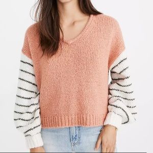 Madewell Balloon-Sleeve Pullover Sweater in Colorblock